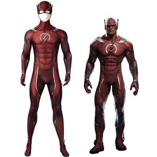 Injustice 2 The Flash Male Jumpsuit with Mask Cosplay Costumes