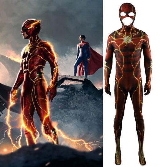 The Flash Movie Barry Allen Jumpsuits Cosplay Costume Kids Adult Halloween Bodysuit - coscrew