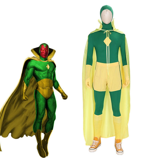 movie wanda vision vision halloween cosplay costumes with free stickers