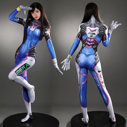 OW Overwatch D.Va Hana Song Female Jumpsuit Cosplay Costumes