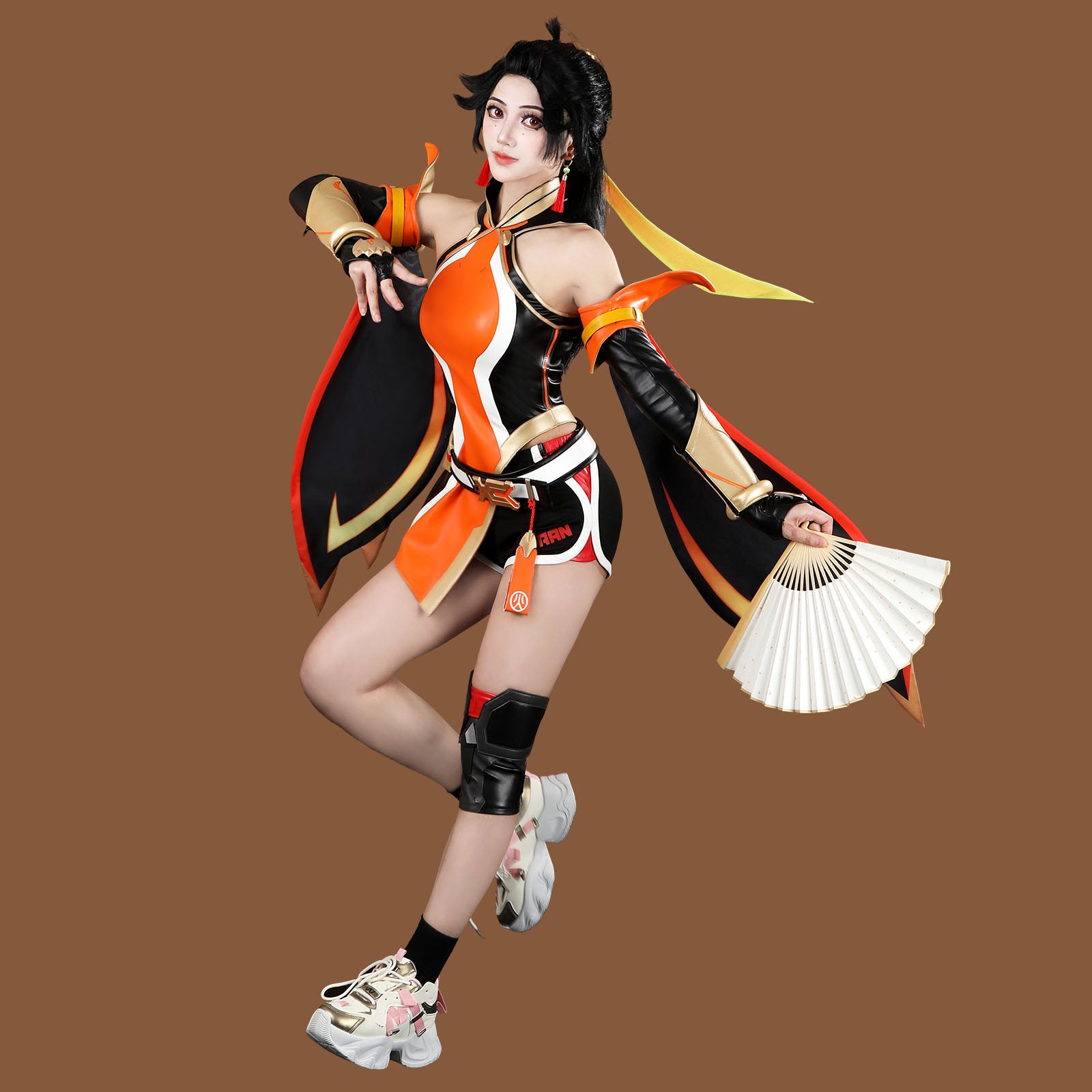 Overwatch Anran Orange Outfit Top Level Fullset Cosplay Costumes