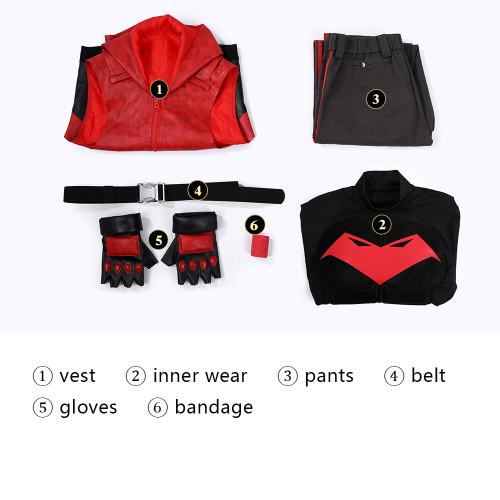 Rebirth Red Hood Jason Todd Red Suit Full Set Cosplay Costumes