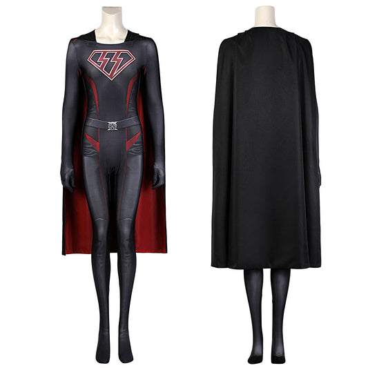 Overgirl Kara Zor-El Danvers Female Jumpsuit with Cloak Cosplay Costumes