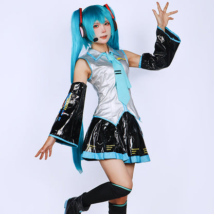 Hatsune Miku Patent Leather Official JK Adult Full Set Cosplay Costume