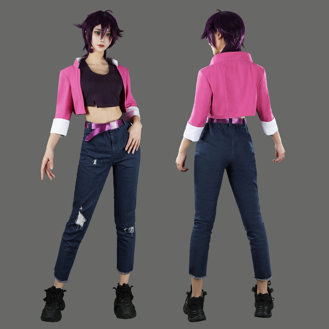 Dispatch Invisigal Pink Jacket and Jeans Outfit Cosplay Costumes