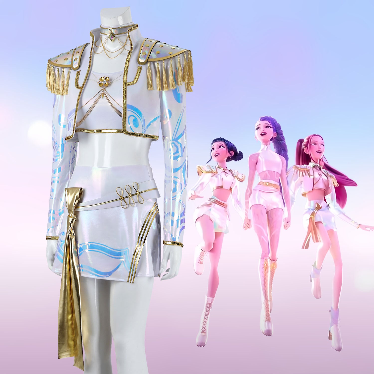 KPop Demon Hunters Mira White Stage Outfit Cosplay Costumes