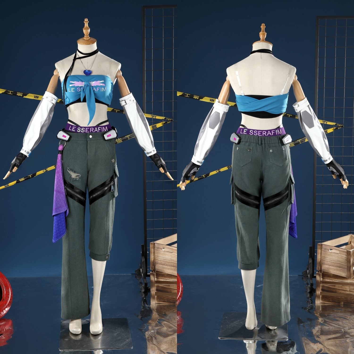 Overwatch 2 X LE SSERAFIM FEARLESS D.VA Blue Cosplay Costumes