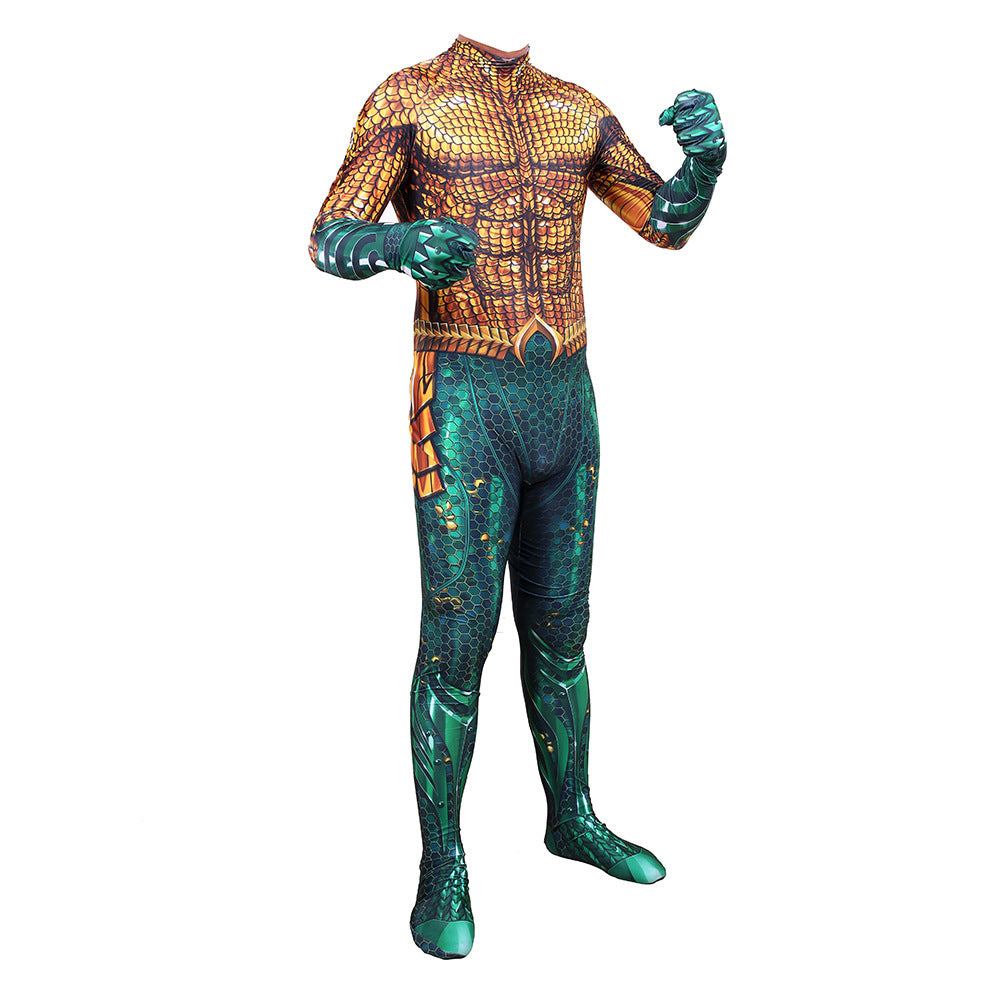 aquaman arthur curry jumpsuits cosplay costume kids adult halloween bodysuit