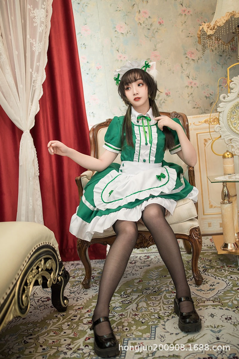 Different World Coffee Waitress Maid Outfit Lolita Dress Large Size Fancy Cosplay Costume