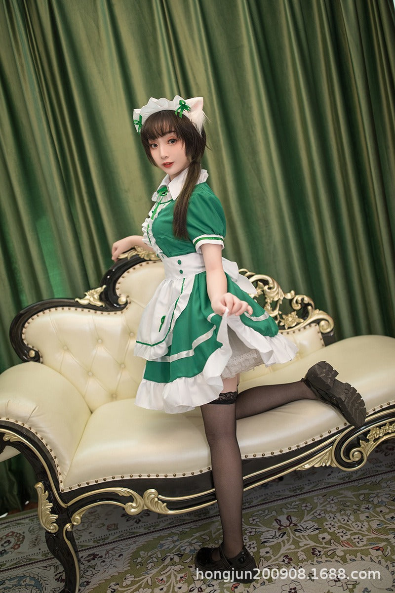 Different World Coffee Waitress Maid Outfit Lolita Dress Large Size Fancy Cosplay Costume