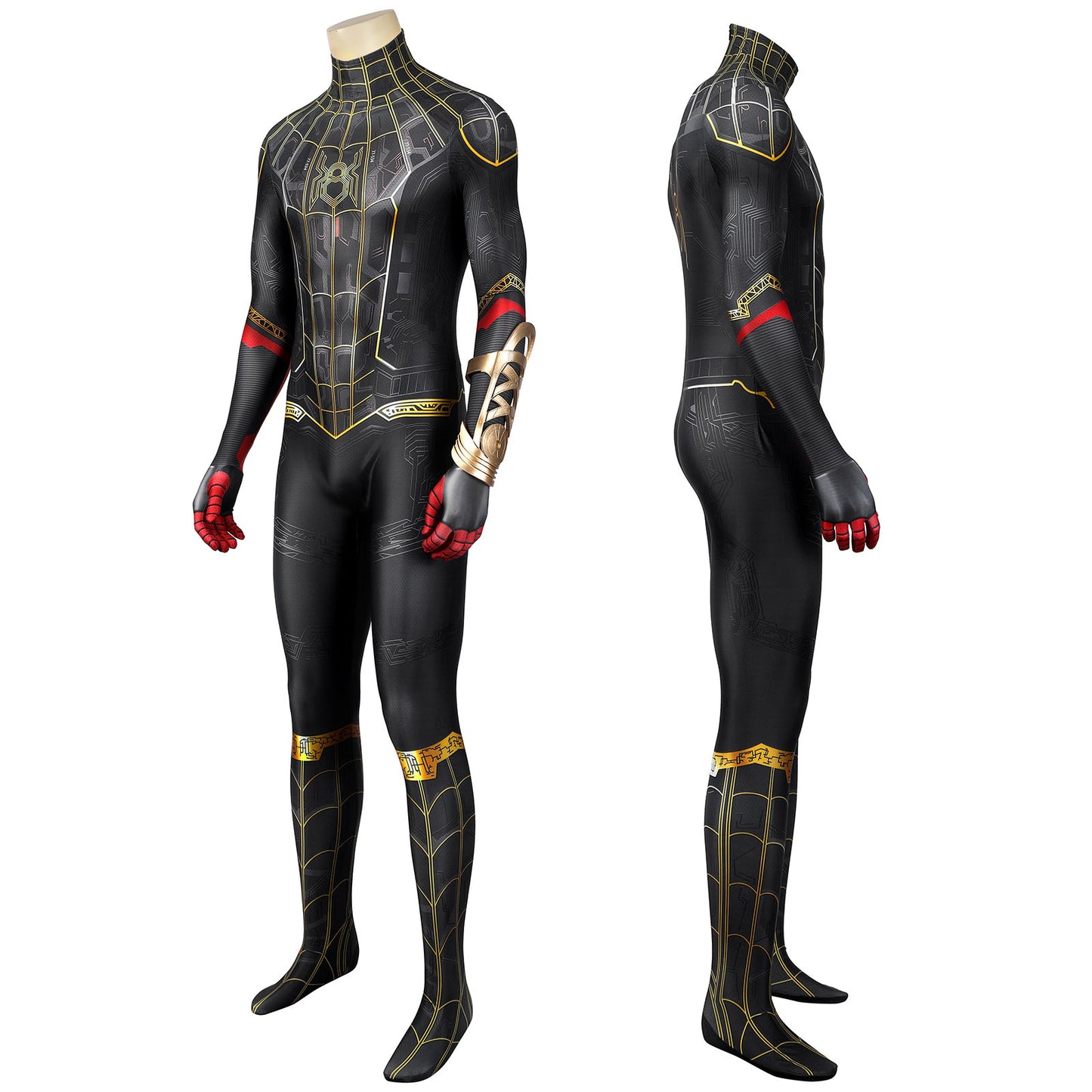 Spider-Man 3 No Way Home Peter Parker Black and Gold Suit Jumpsuit Cosplay Costumes