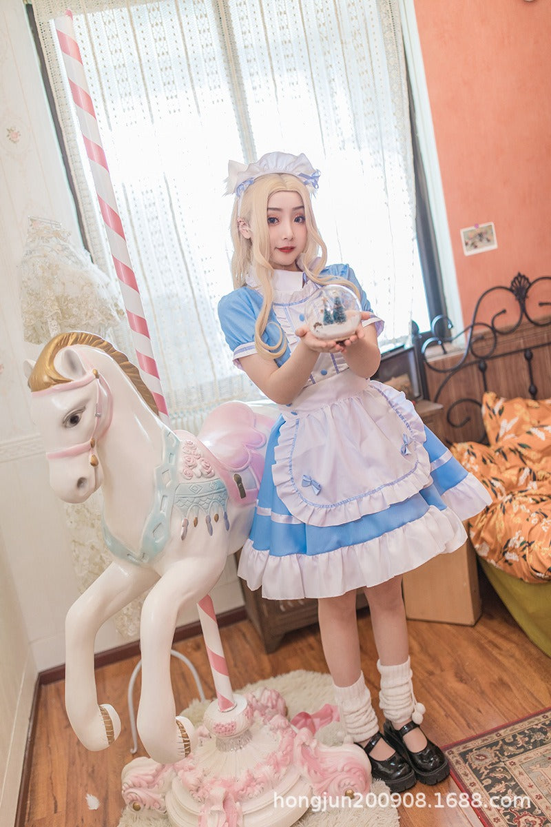 Different World Coffee Waitress Maid Outfit Lolita Dress Large Size Fancy Cosplay Costume