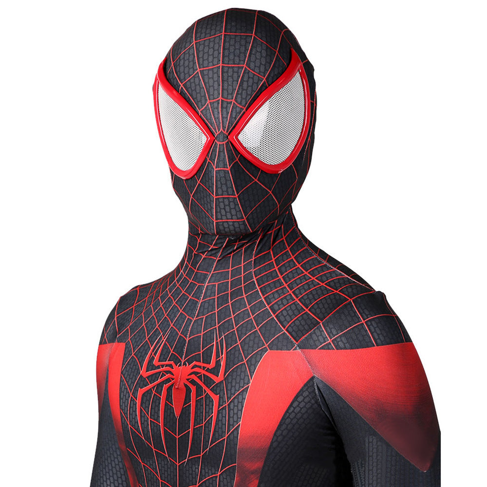 miles morales spider man cosplay costume jumpsuit halloween bodysuit for kids adult