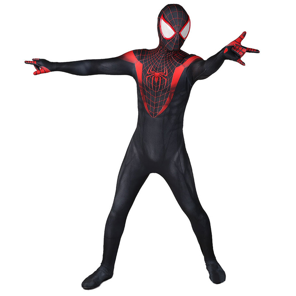 miles morales spider man cosplay costume jumpsuit halloween bodysuit for kids adult