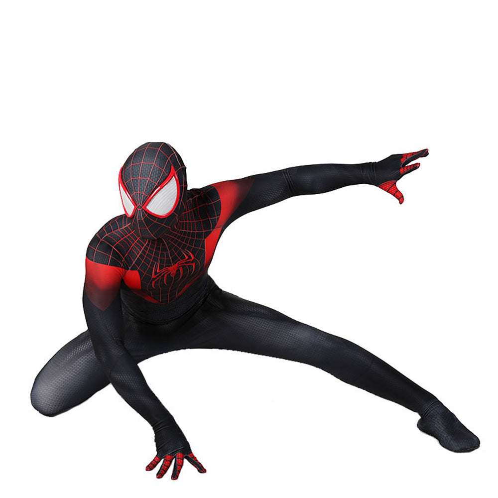 miles morales spider man cosplay costume jumpsuit halloween bodysuit for kids adult