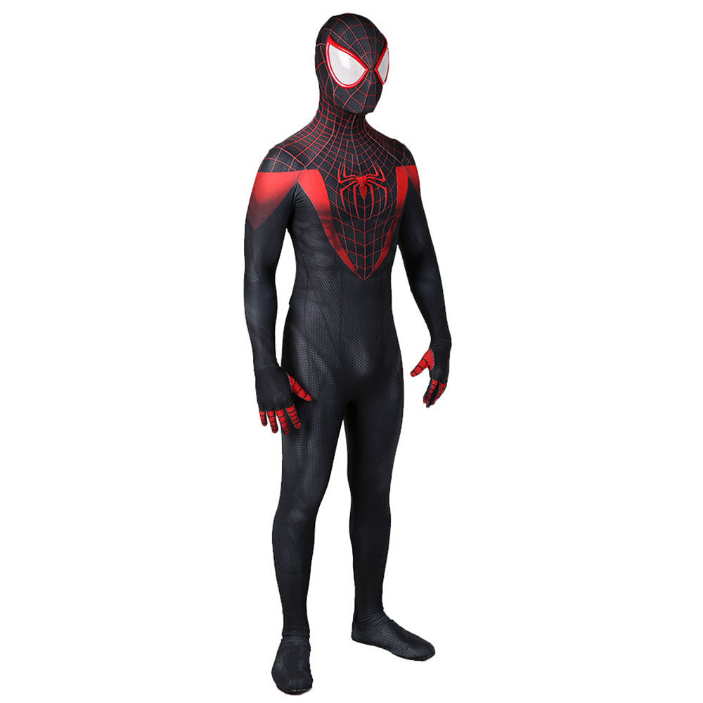 miles morales spider man cosplay costume jumpsuit halloween bodysuit for kids adult