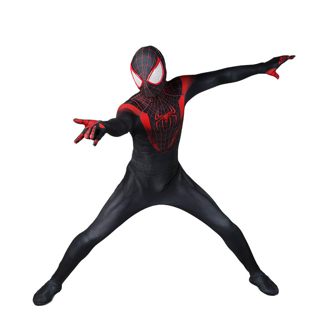 miles morales spider man cosplay costume jumpsuit halloween bodysuit for kids adult