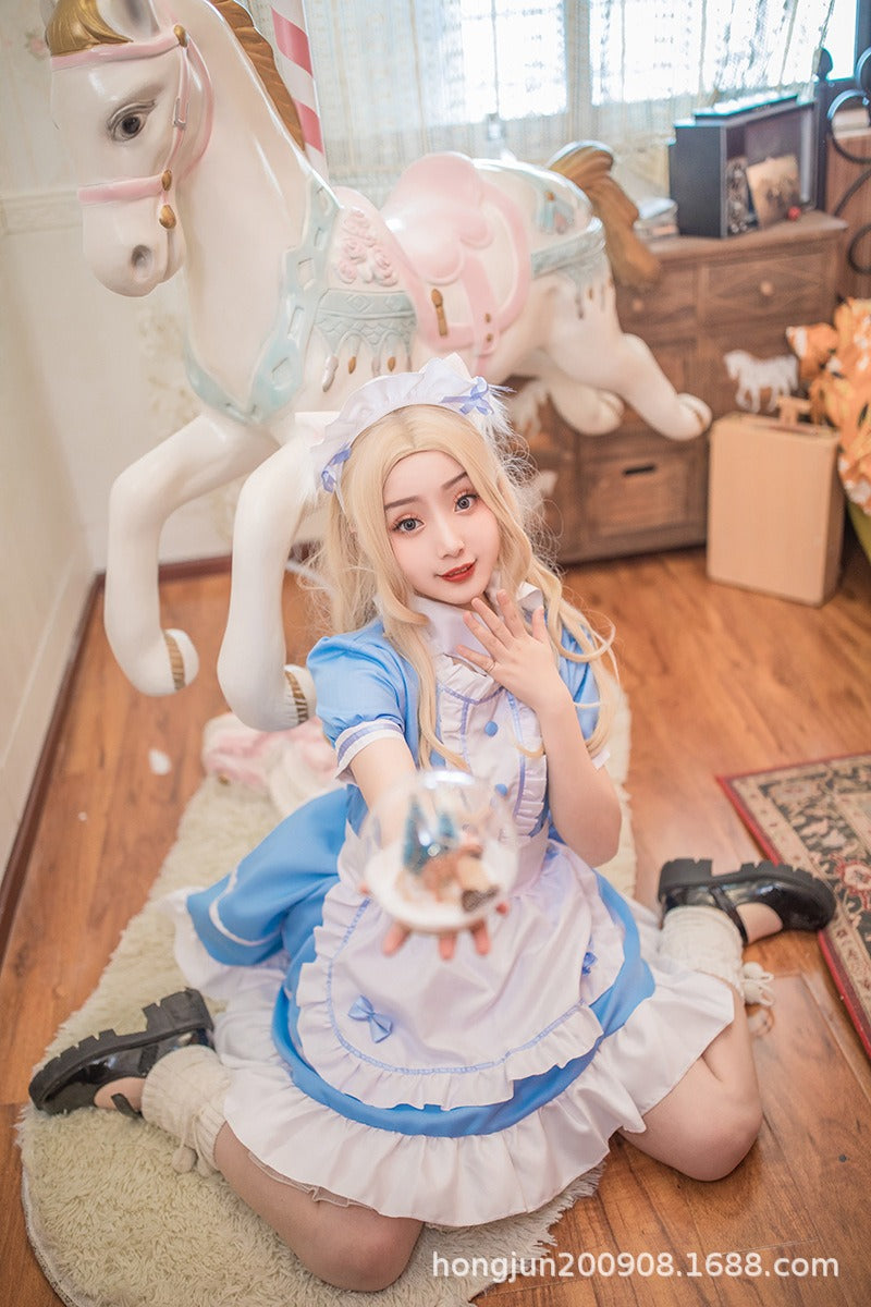 Different World Coffee Waitress Maid Outfit Lolita Dress Large Size Fancy Cosplay Costume