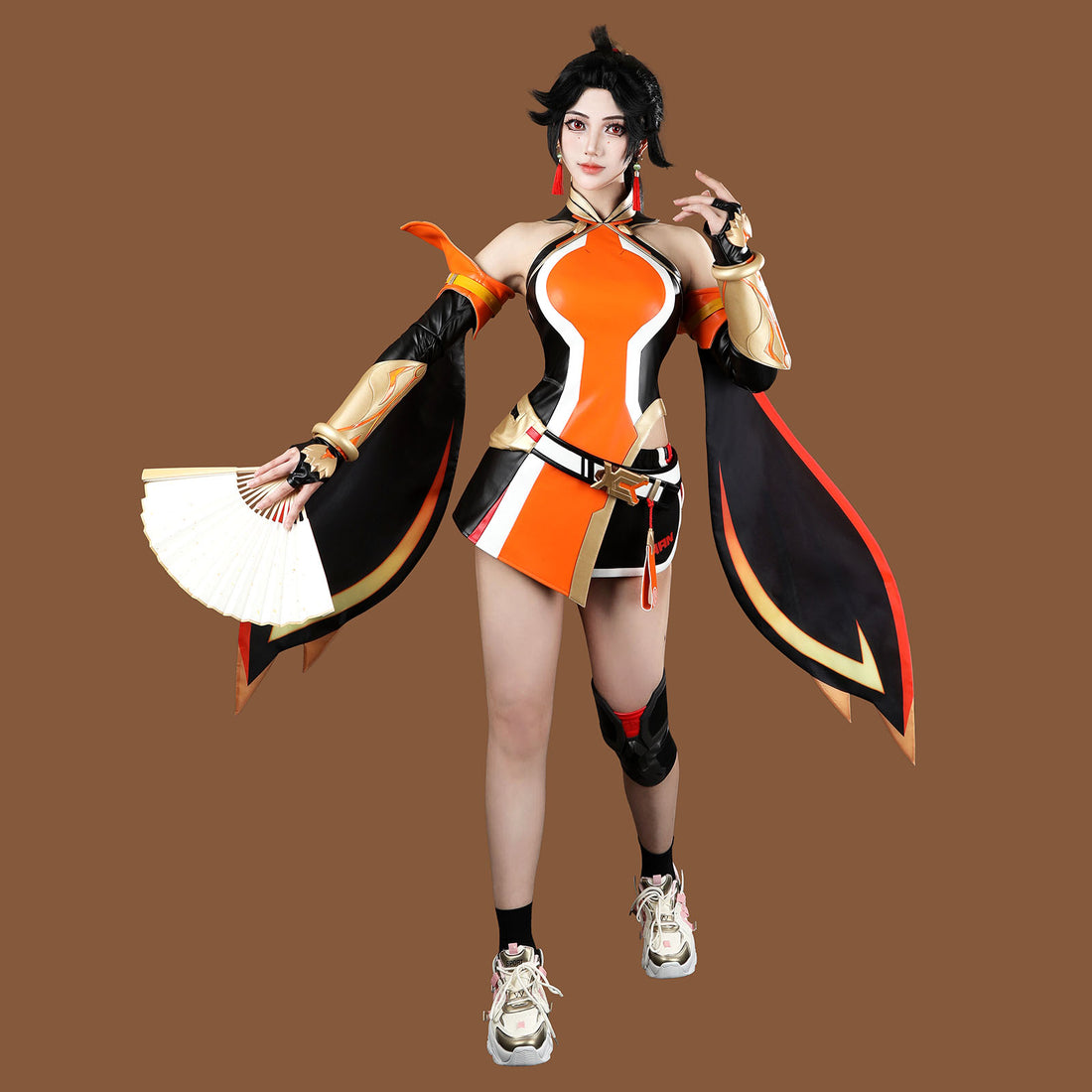 Overwatch Anran Orange Outfit Top Level Fullset Cosplay Costumes