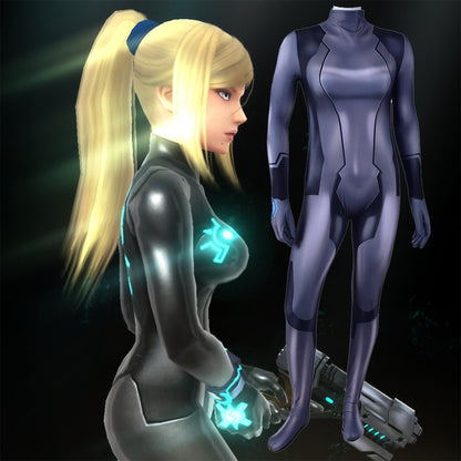 metroid samus aran black zero suit costume jumpsuit halloween bodysuit for kids adult