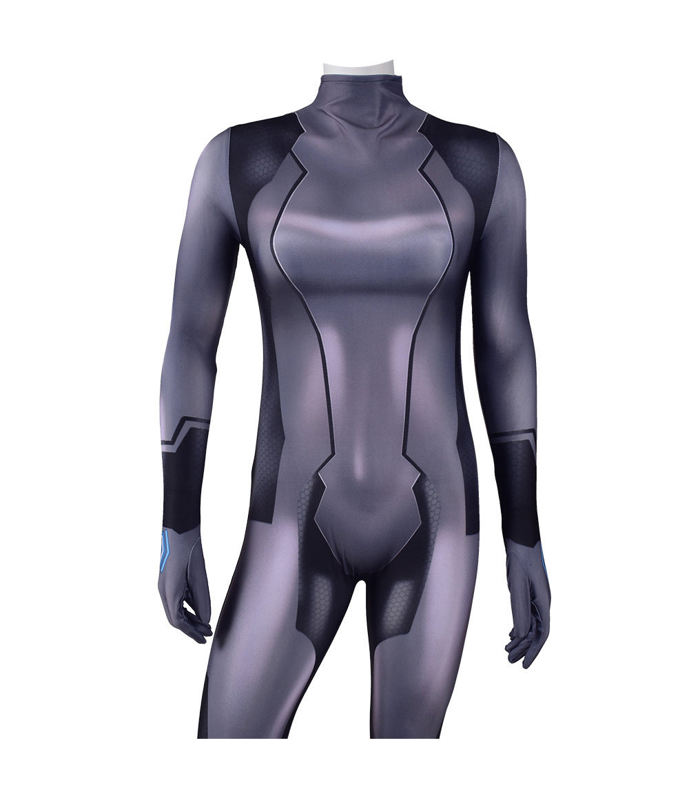 metroid samus aran black zero suit costume jumpsuit halloween bodysuit for kids adult