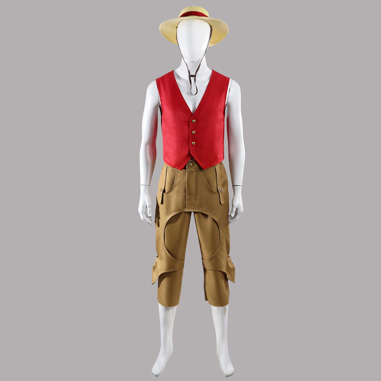 One Piece TV Season 2 Luffy Red Vest Pants Outfit Cosplay Costumes