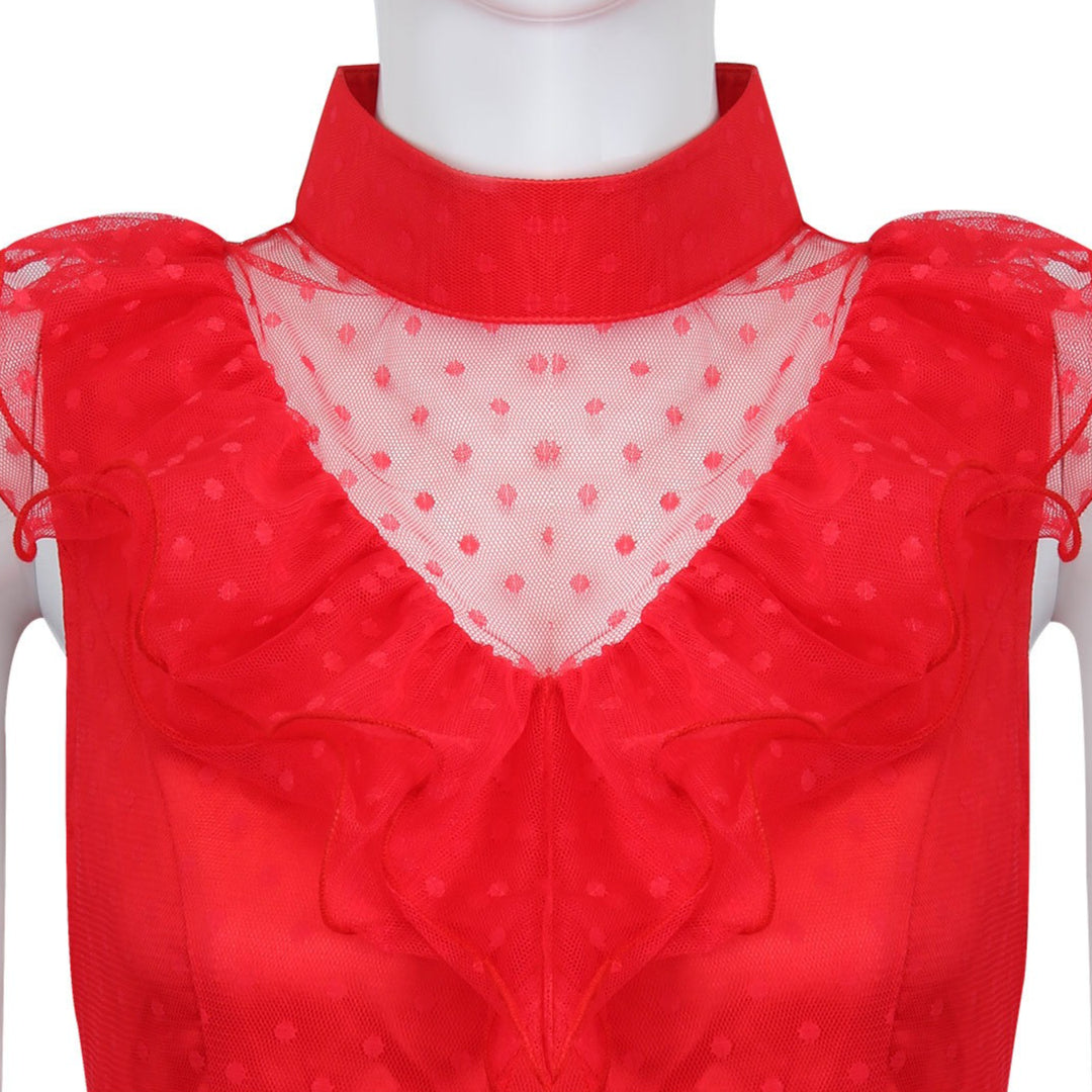 Beetle Juice Lydia Deetz Gilrs Red Wedding Dress Cosplay Costumes