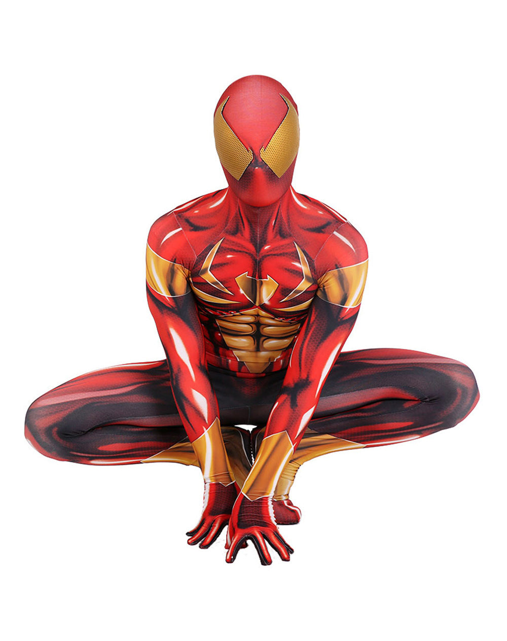 golden iron spider man cosplay costume jumpsuit halloween bodysuit for kids adult