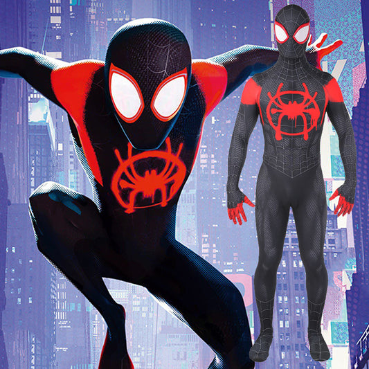 spider man miles morales into the spider verse jumpsuit halloween bodysuit for kids adult