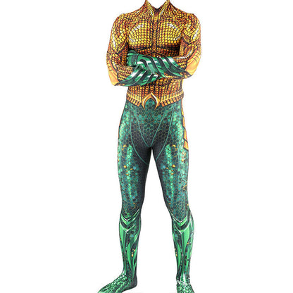 justice league aquaman arthur curry jumpsuit halloween bodysuit for kids adult