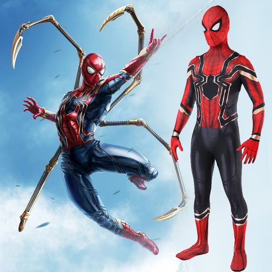 iron spider spider man cosplay costume jumpsuit halloween bodysuit for kids adult