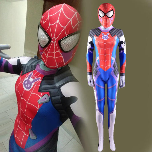 overwatch d va spider man skin suit jumpsuits costume kids adult halloween bodysuit