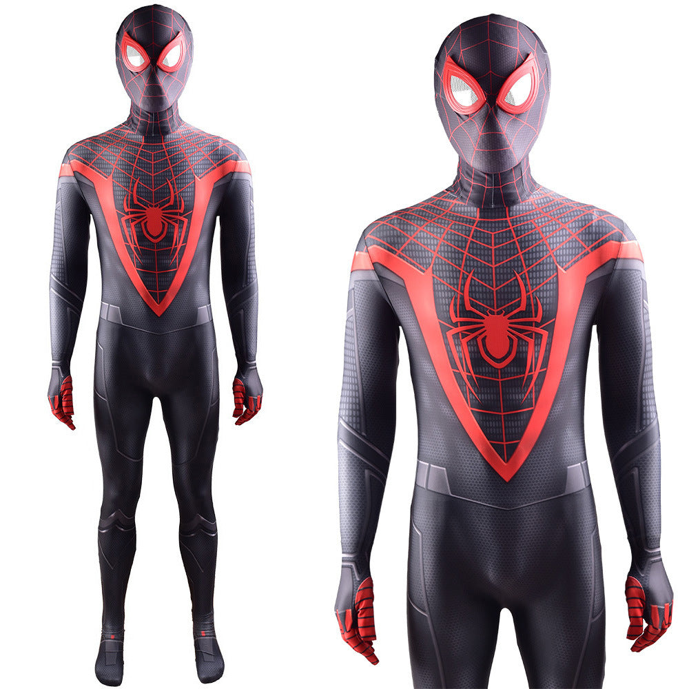 ps5 miles morales spider man jumpsuits cosplay costume kids adult halloween bodysuit