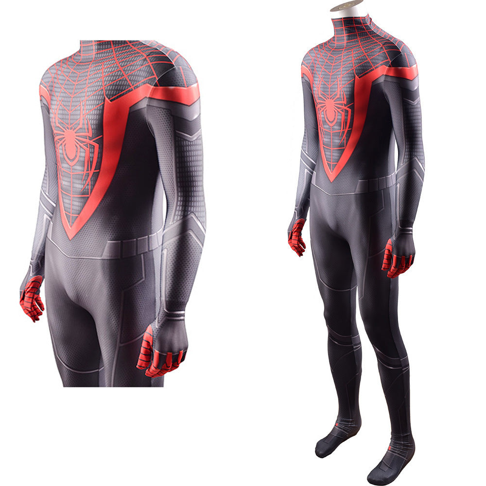 ps5 miles morales spider man jumpsuits cosplay costume kids adult halloween bodysuit