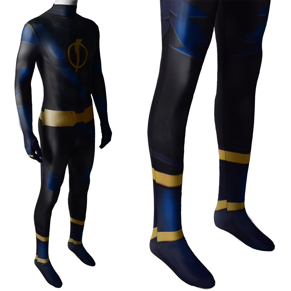 teen titans static shock jumpsuits cosplay costume kids adult halloween bodysuit