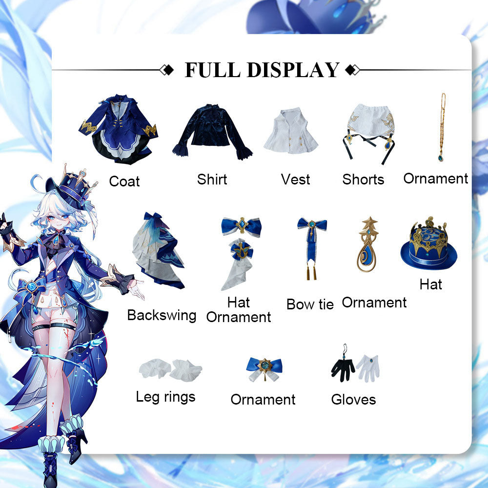 Genshin Impact White Furina Focalors Full Set Cosplay Costume