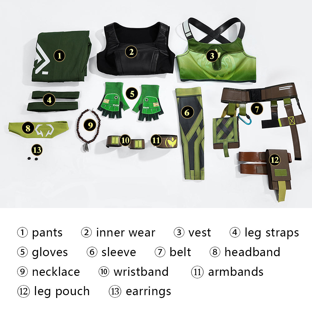 Valorant Skye Full Set Outfit Female Halloween Cosplay Costumes