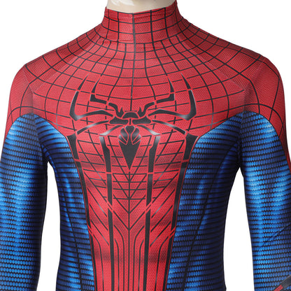 Movie Spider-Man: The Amazing Spider-Man Peter Parker Spiderman Elastic Force Cosplay Costume Jumpsuit with Headgear