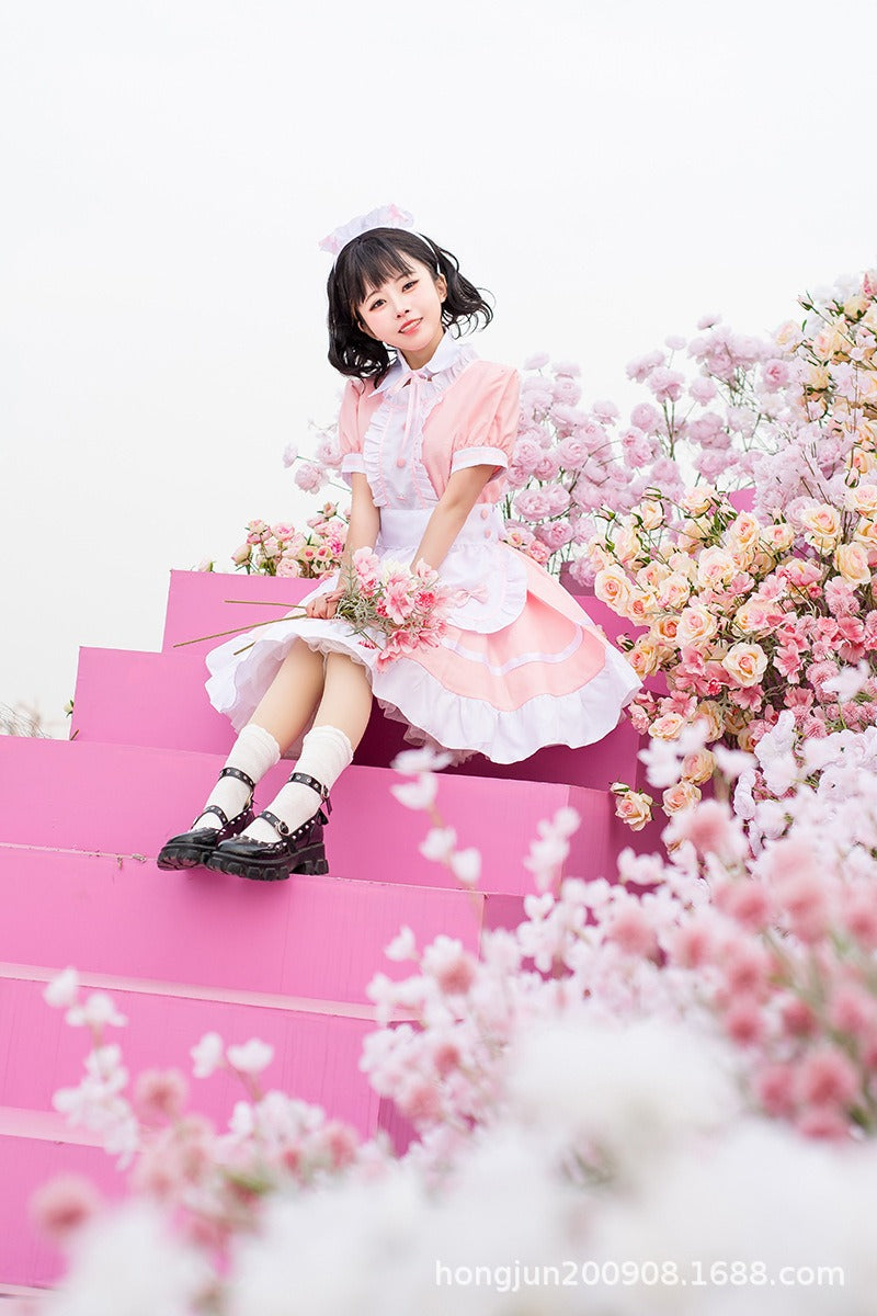 Different World Coffee Waitress Maid Outfit Lolita Dress Large Size Fancy Cosplay Costume