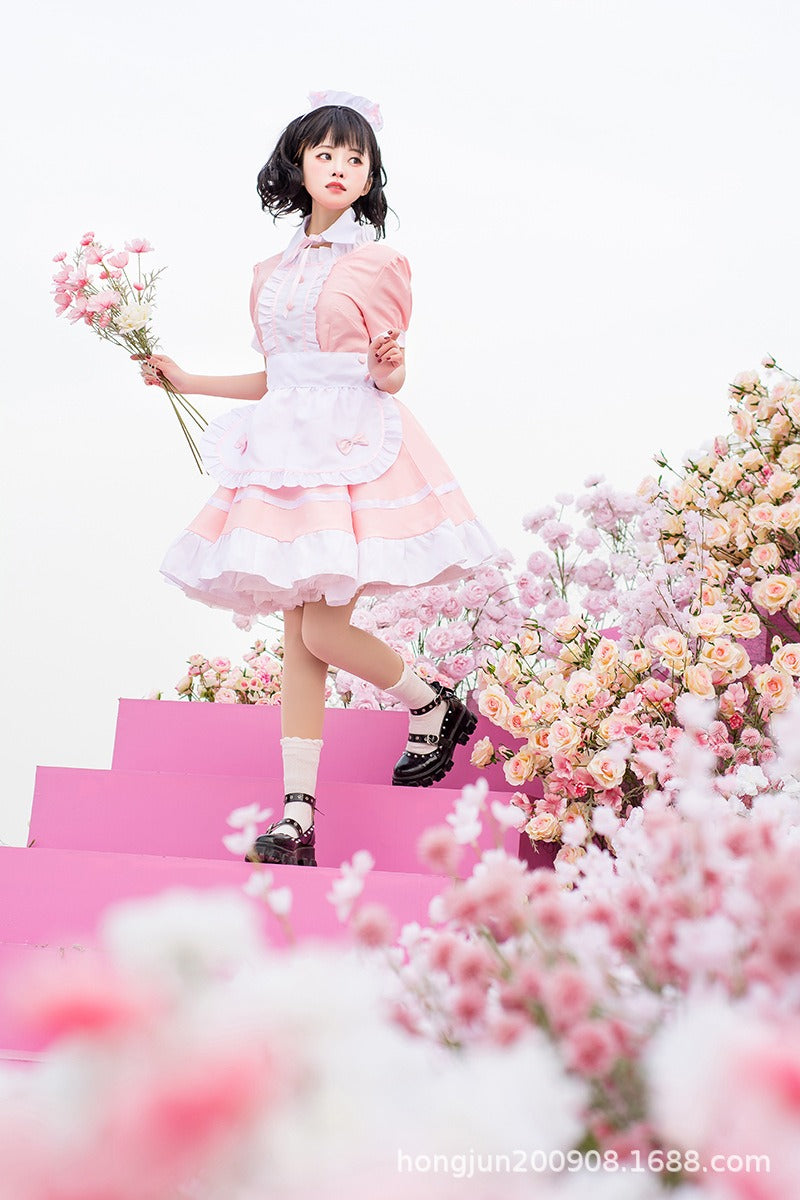 Different World Coffee Waitress Maid Outfit Lolita Dress Large Size Fancy Cosplay Costume