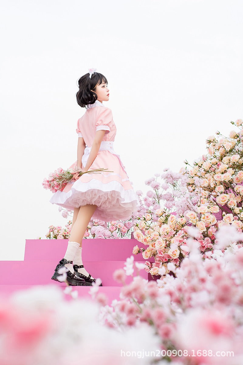 Different World Coffee Waitress Maid Outfit Lolita Dress Large Size Fancy Cosplay Costume