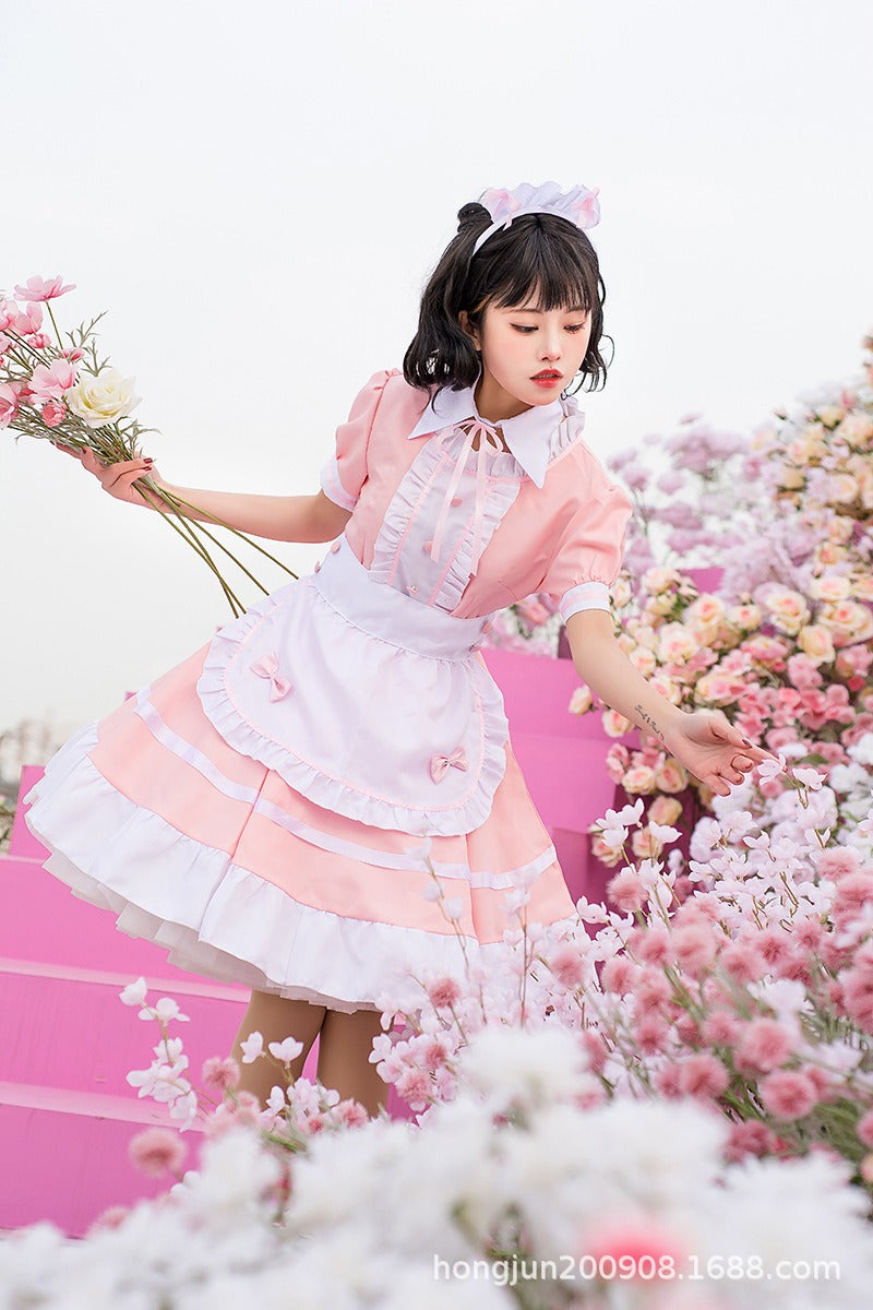 Different World Coffee Waitress Maid Outfit Lolita Dress Large Size Fancy Cosplay Costume