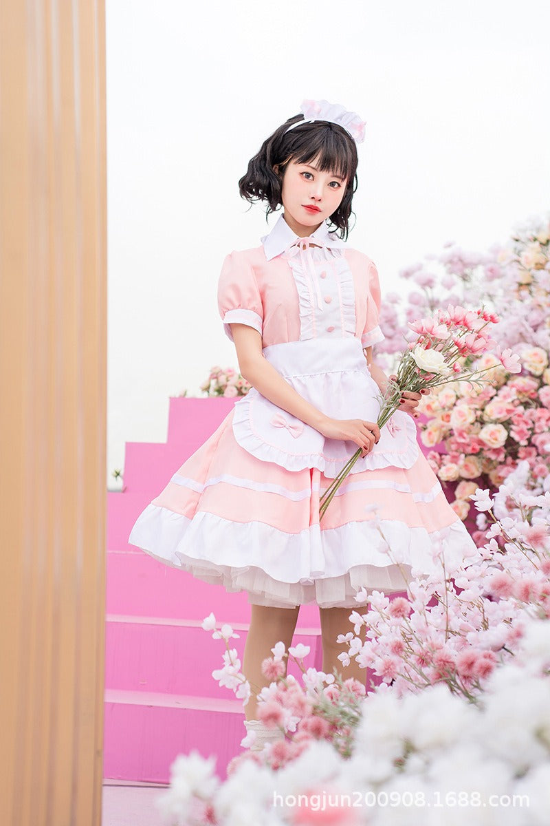 Different World Coffee Waitress Maid Outfit Lolita Dress Large Size Fancy Cosplay Costume