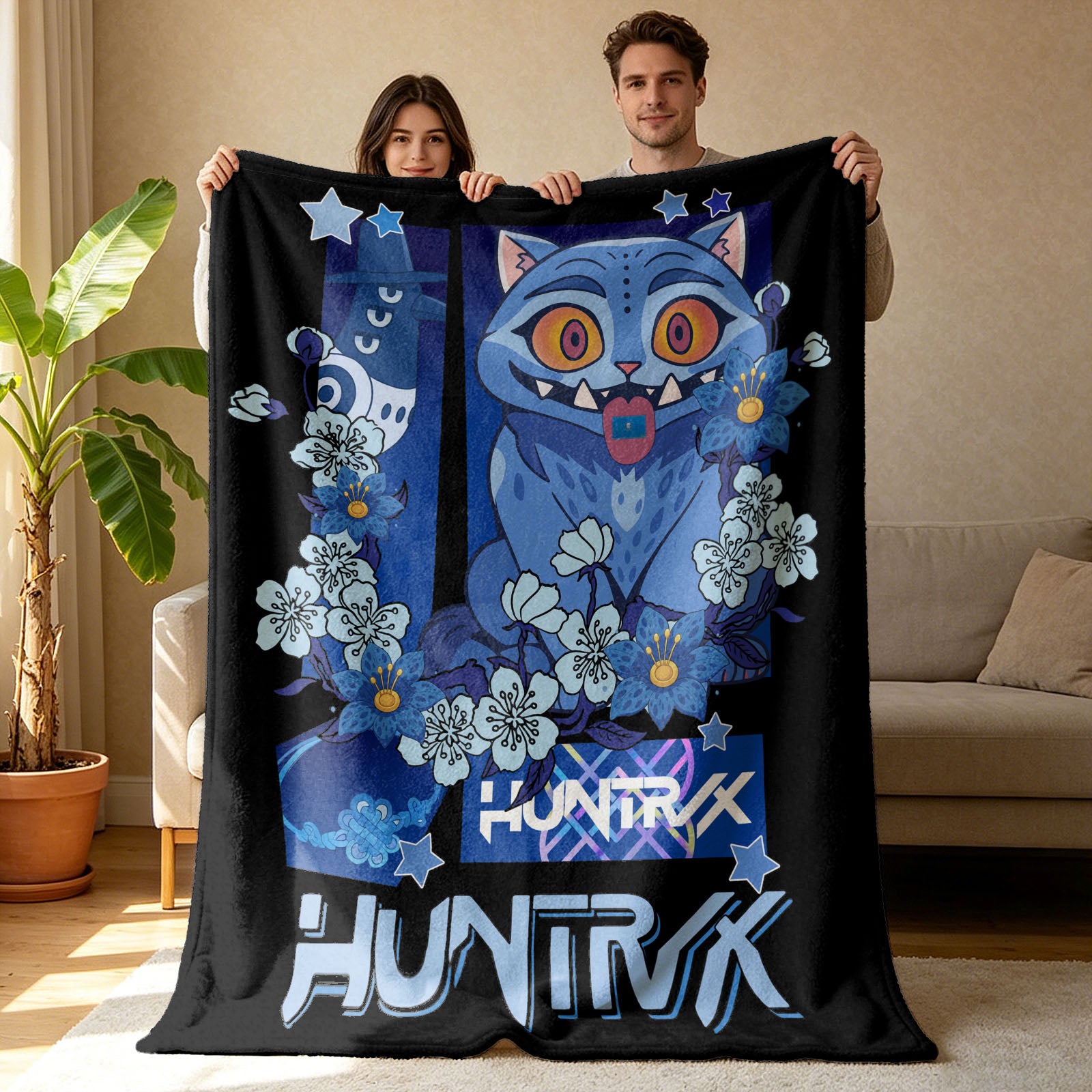 Kpop Demon Hunters Huntrix Saja Boys Inspired Blanket Cozy Flannel Throw Blanket