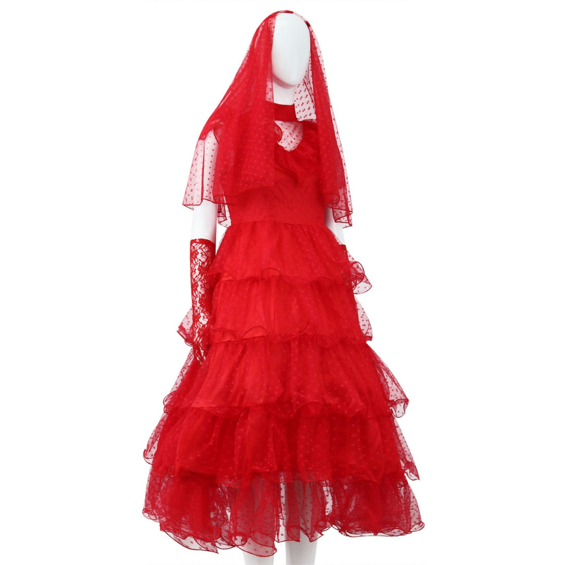 Beetle Juice Lydia Deetz Gilrs Red Wedding Dress Cosplay Costumes