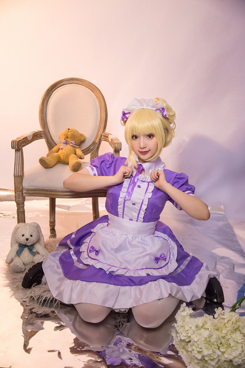 Different World Coffee Waitress Maid Outfit Lolita Dress Large Size Fancy Cosplay Costume