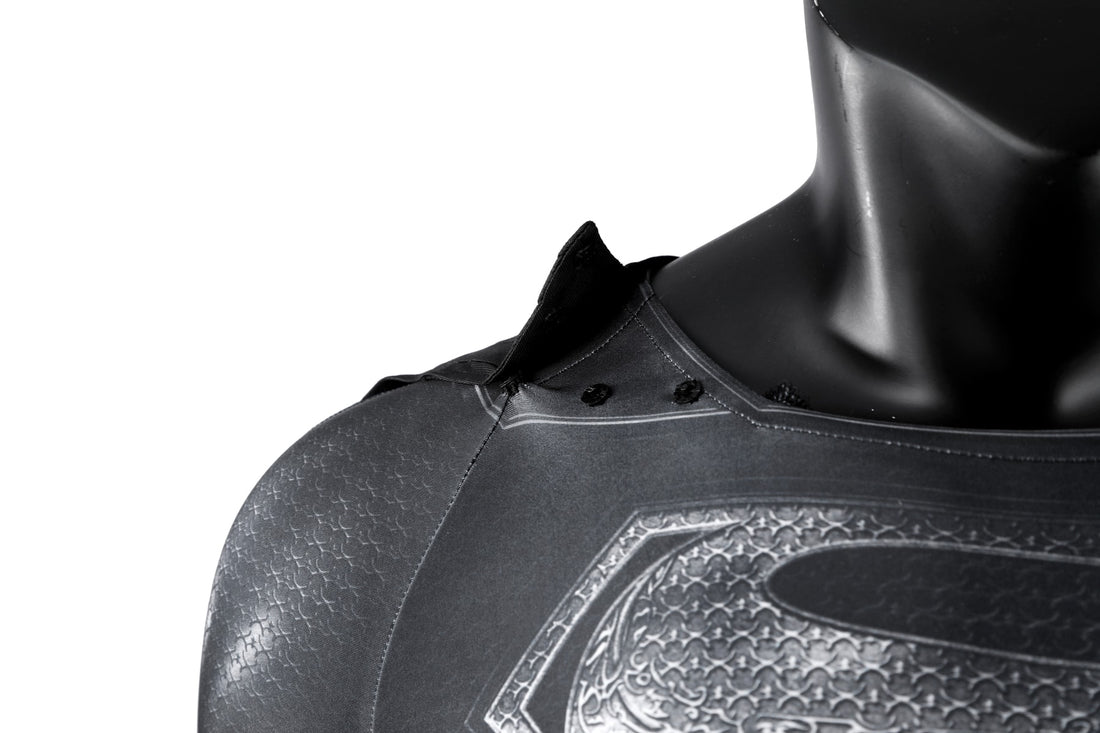 Justice League Superman Black Suit Jumpsuit with Cloak Cosplay Costumes