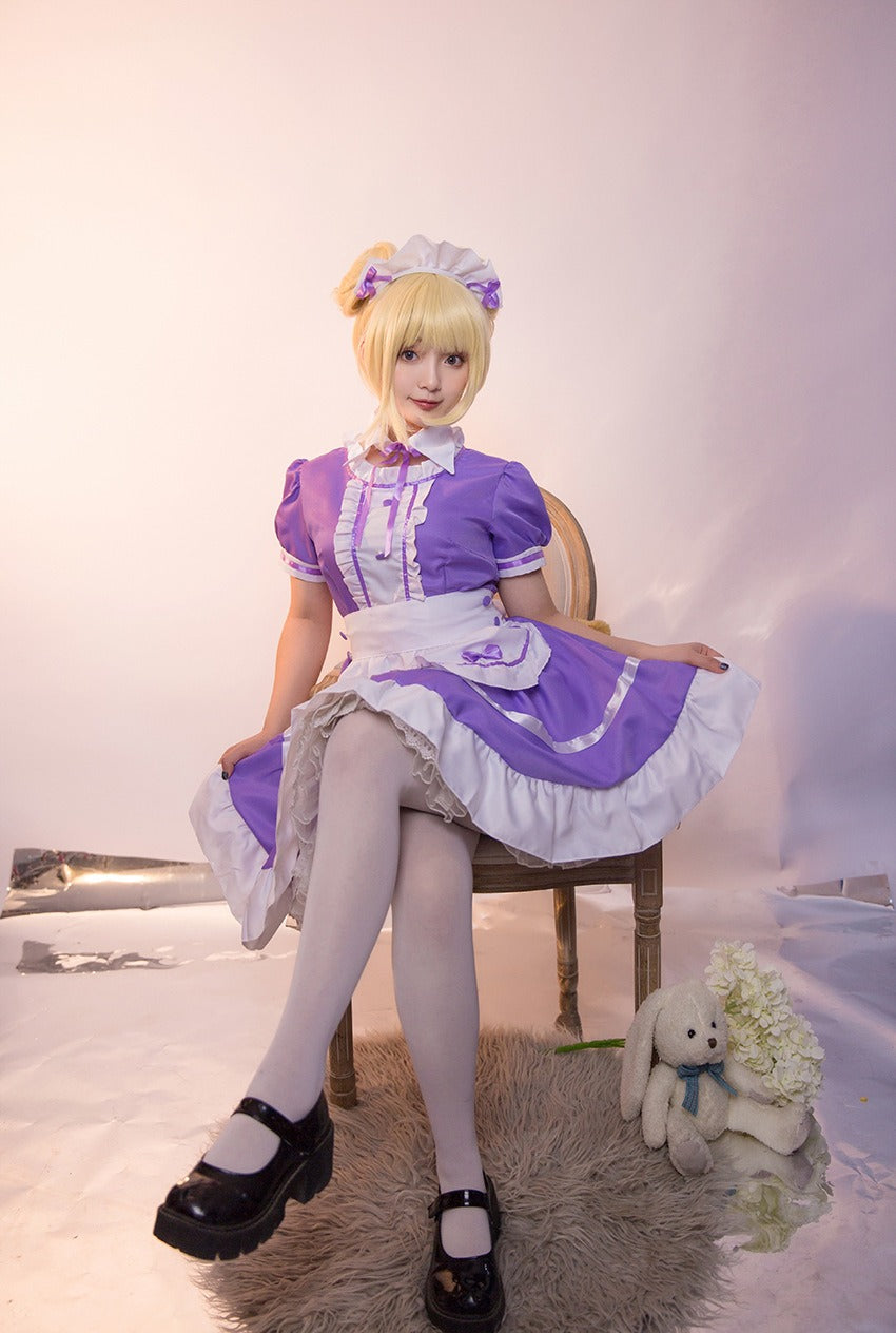 Different World Coffee Waitress Maid Outfit Lolita Dress Large Size Fancy Cosplay Costume
