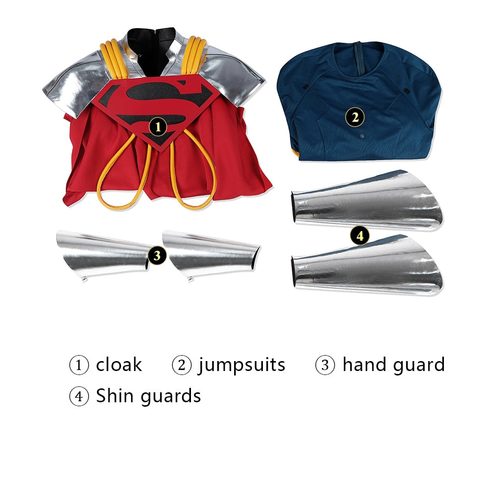 Comics Superboy Prime Jumpsuit Cloak Top Superman Cosplay Costumes