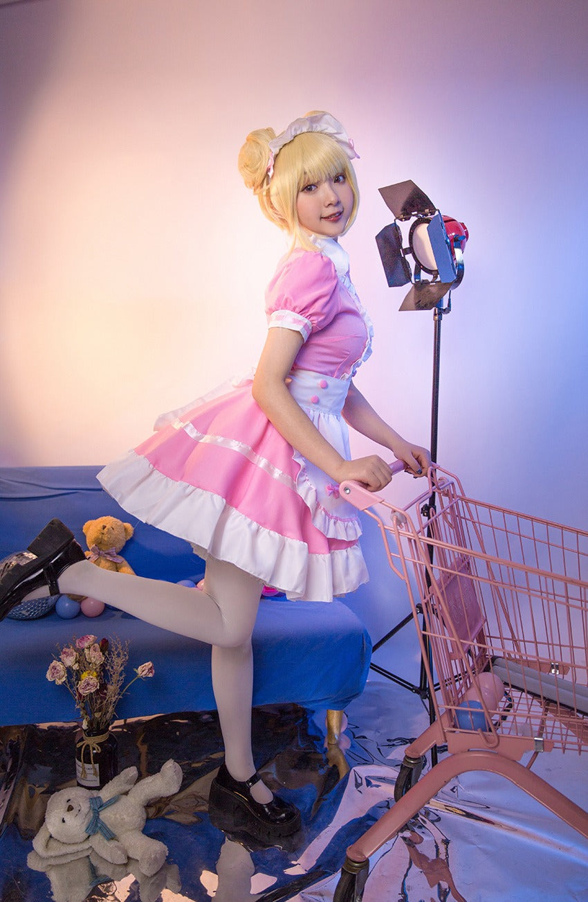 Different World Coffee Waitress Maid Outfit Lolita Dress Large Size Fancy Cosplay Costume